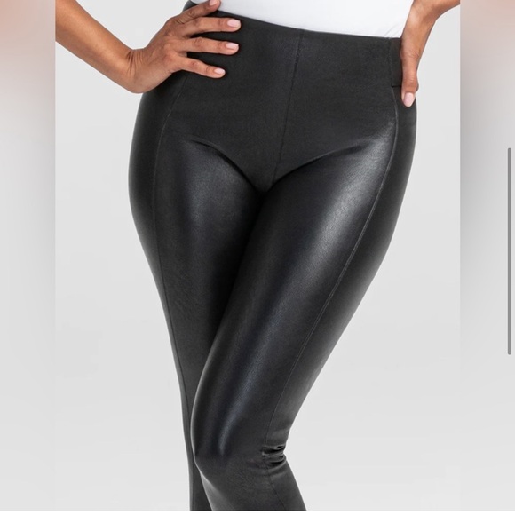 Honey love Just Like Leather Leggings Black Ankle Zip Shaping Smoothing F. - Picture 3 of 13